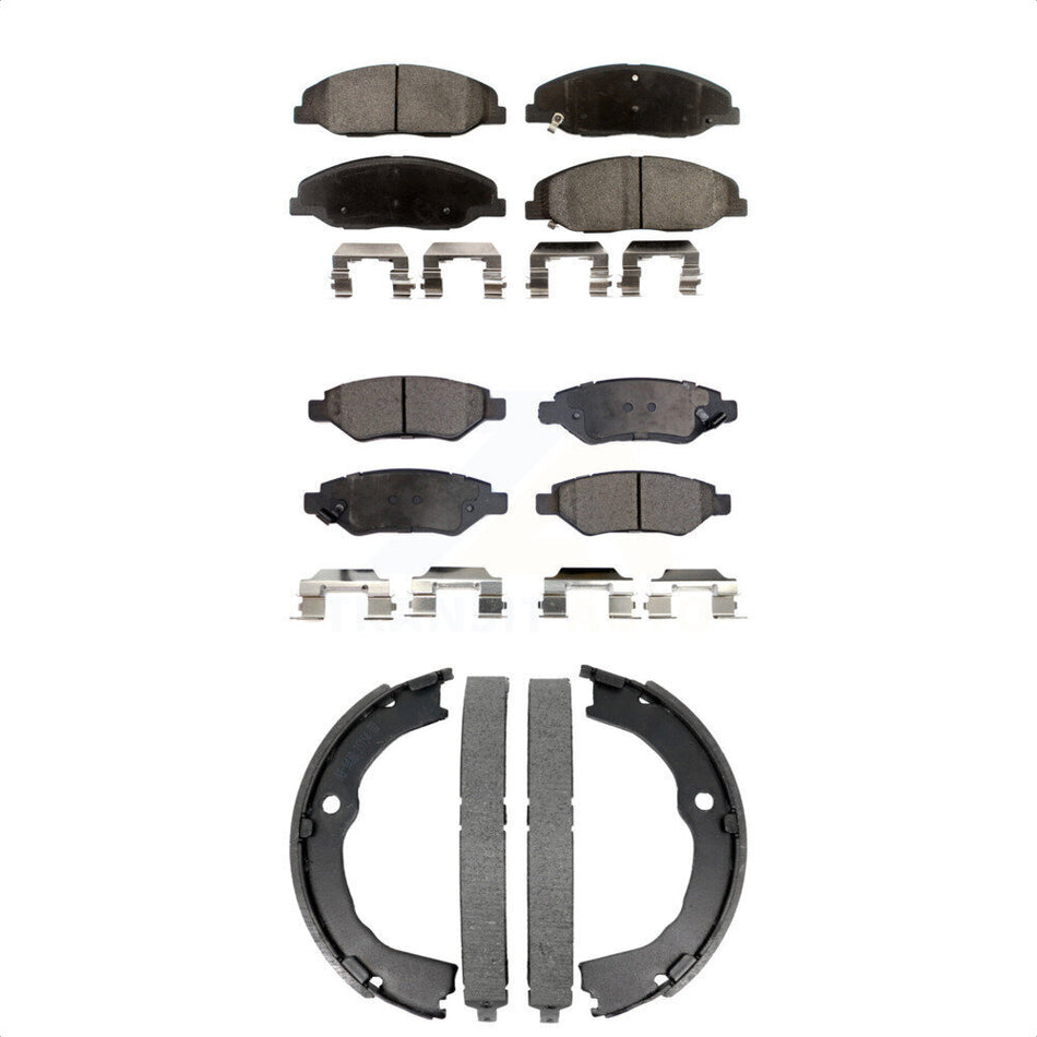 Front Rear Semi-Metallic Brake Pads And Parking Shoes Kit For Cadillac CTS KFN-100886