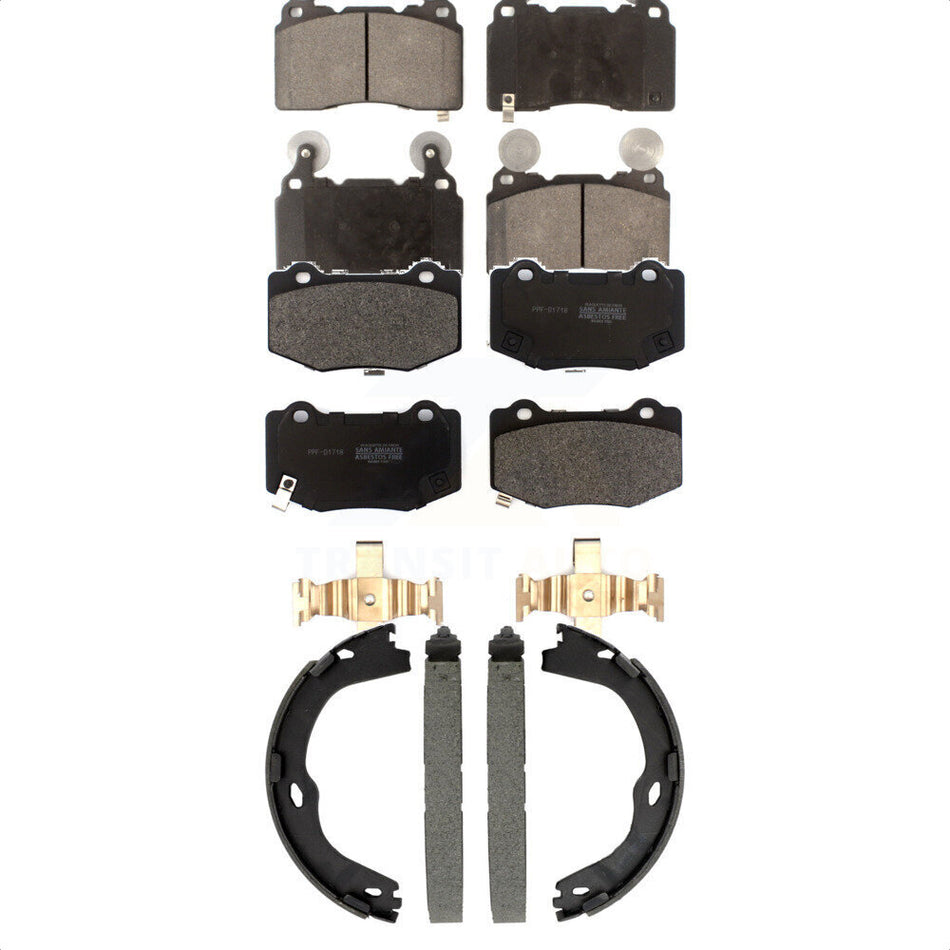 Front Rear Semi-Metallic Brake Pads And Parking Shoes Kit For Chevrolet Corvette Camaro KFN-100889