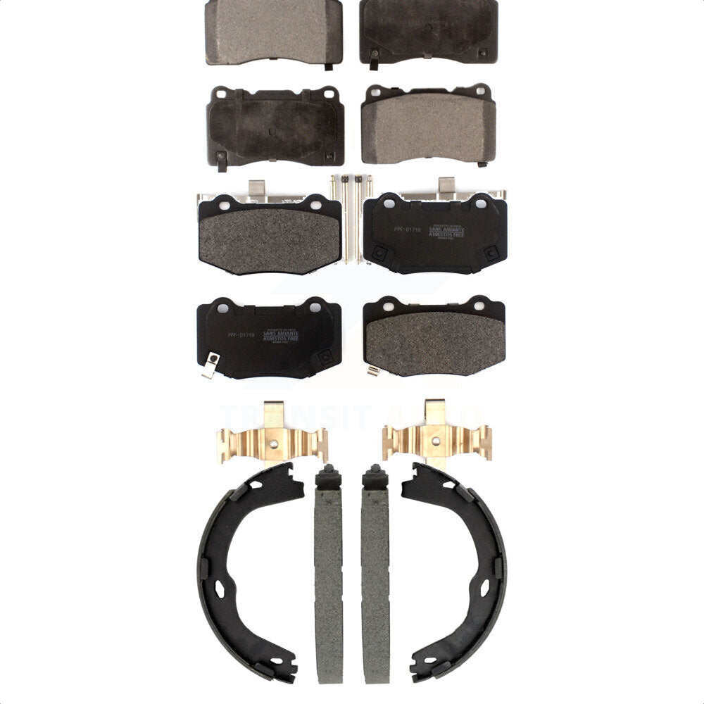 Front Rear Semi-Metallic Brake Pads And Parking Shoes Kit For Chevrolet Corvette Stingray KFN-100890