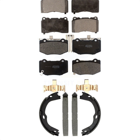 Front Rear Semi-Metallic Brake Pads And Parking Shoes Kit For Chevrolet Corvette Stingray KFN-100890