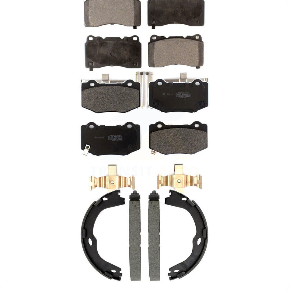 Front Rear Semi-Metallic Brake Pads And Parking Shoes Kit For Chevrolet Corvette Stingray KFN-100890