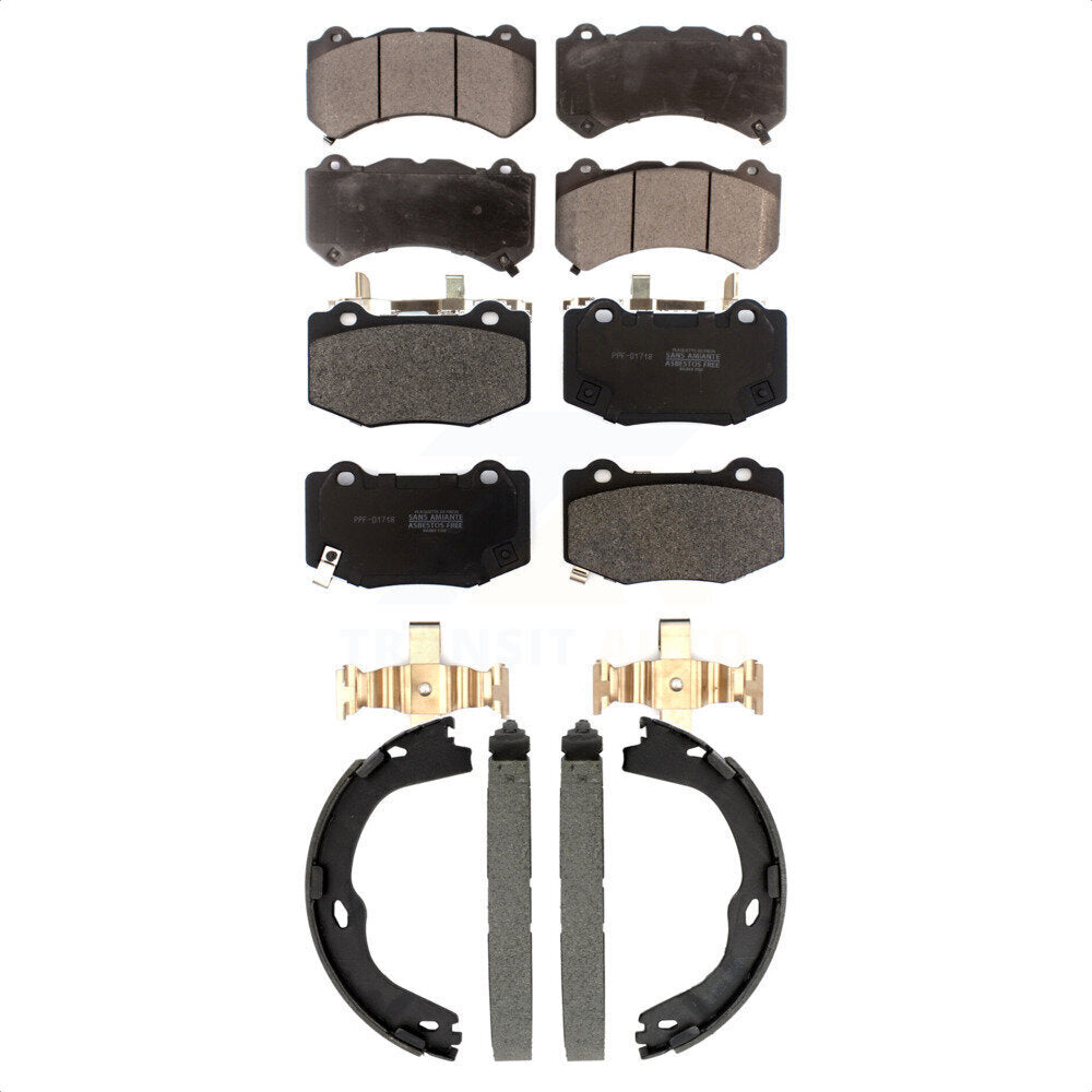 Front Rear Semi-Metallic Brake Pads Parking Shoes Kit For Chevrolet Corvette Cadillac ATS KFN-100893