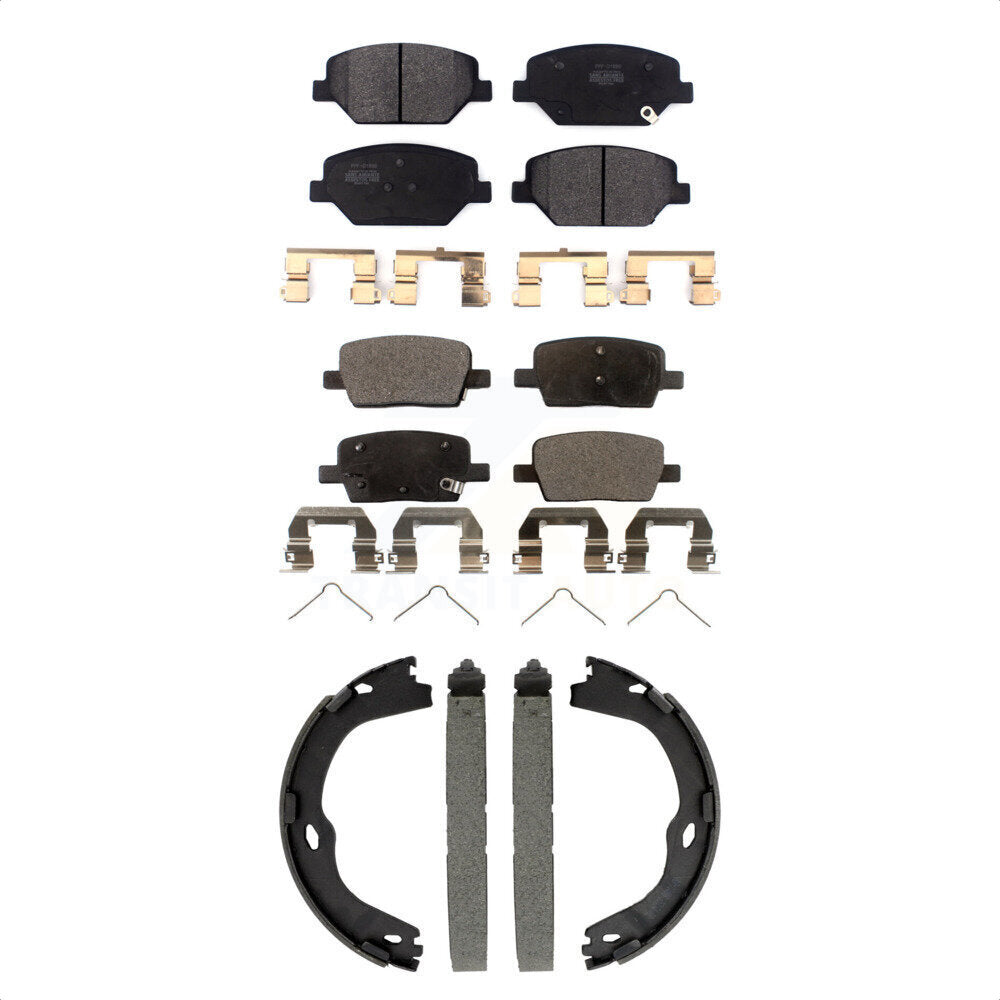 Front Rear Semi-Metallic Brake Pads And Parking Shoes Kit For Chevrolet Camaro KFN-100897
