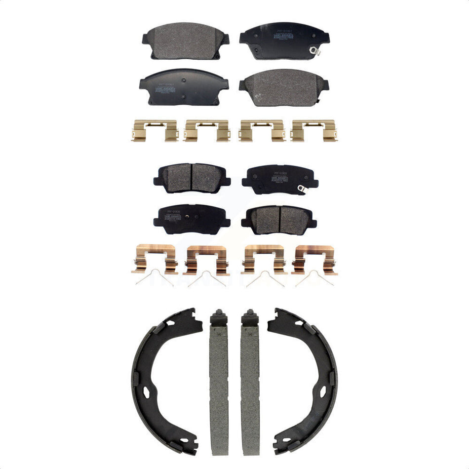 Front Rear Semi-Metallic Brake Pads And Parking Shoes Kit For Cadillac ATS KFN-100901