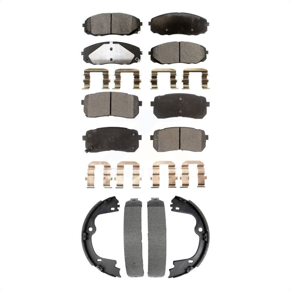Front Rear Semi-Metallic Brake Pads And Parking Shoes Kit For Kia Sedona KFN-100909