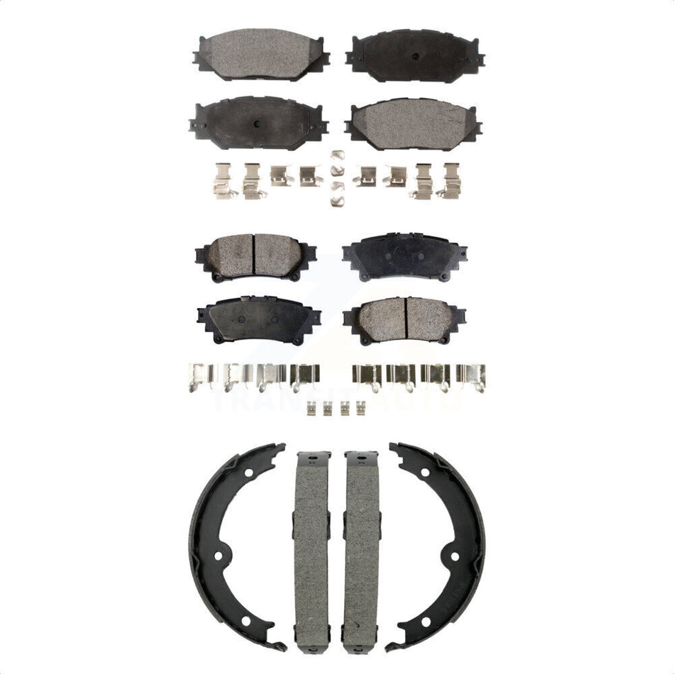 Front Rear Semi-Metallic Brake Pads Parking Shoe Kit For Lexus IS250 With F Sport Package KFN-100914