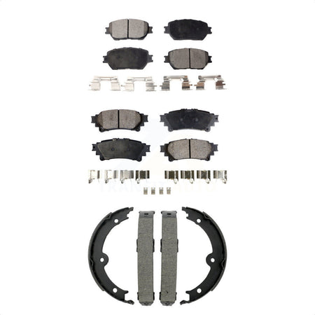 Front Rear Semi-Metallic Brake Pads And Parking Shoe Kit For 2014 Lexus IS250 C F Sport KFN-100915