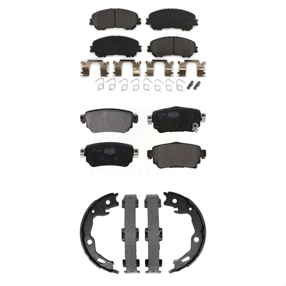 Front Rear Semi-Metallic Brake Pads And Parking Shoes Kit For Nissan Rogue Sport Qashqai KFN-100921