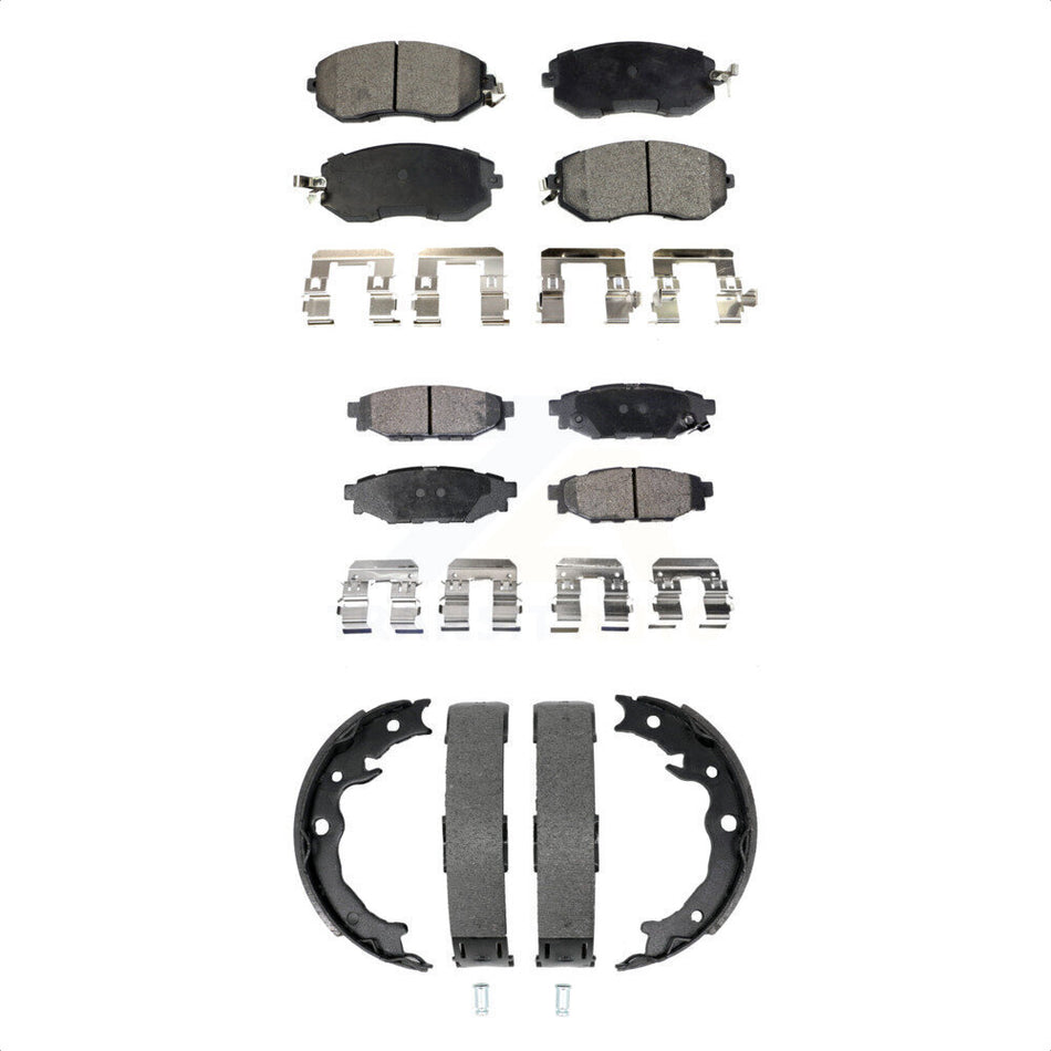 Front Rear Semi-Metallic Brake Pads And Parking Shoes Kit For Subaru Forester Impreza XV KFN-100928