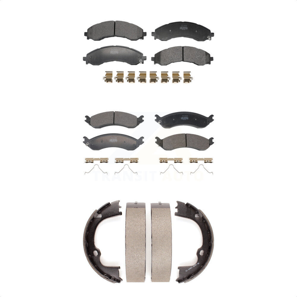 Front Rear Semi-Metallic Brake Pads & Parking Shoe Kit For GMC Chevrolet Savana 2500 3500 KFN-100935
