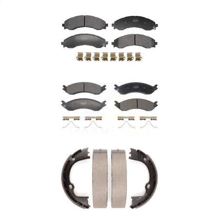 Front Rear Semi-Metallic Brake Pads & Parking Shoe Kit For GMC Chevrolet Savana 2500 3500 KFN-100935