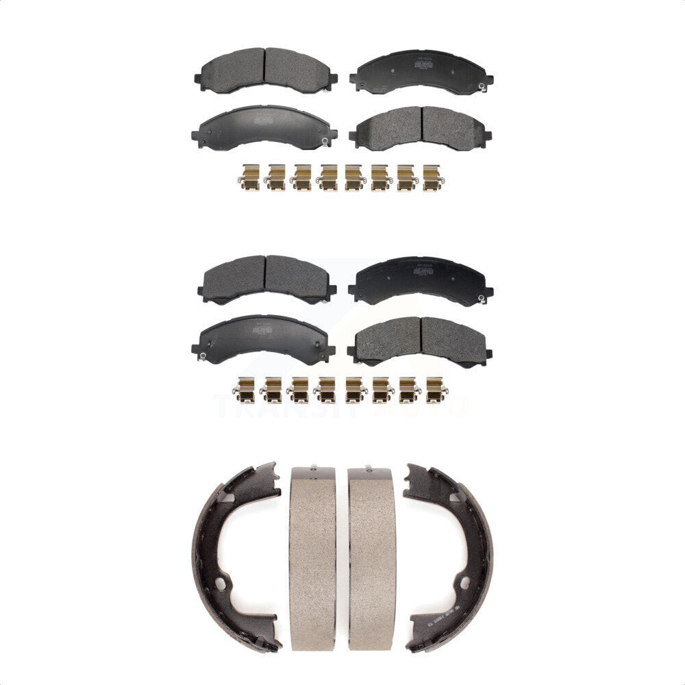 Front Rear Semi-Metallic Brake Pads And Parking Shoes Kit For GMC Savana 2500 Chevrolet KFN-100936