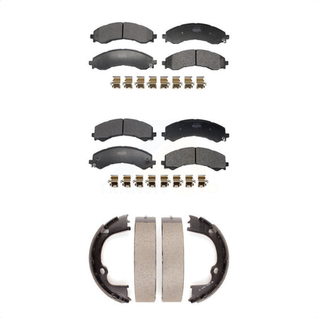 Front Rear Semi-Metallic Brake Pads And Parking Shoes Kit For GMC Savana 2500 Chevrolet KFN-100936
