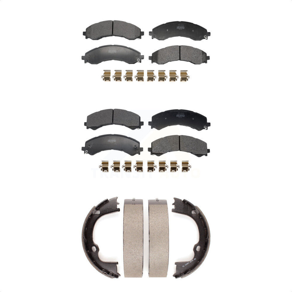 Front Rear Semi-Metallic Brake Pads And Parking Shoes Kit For GMC Savana 2500 Chevrolet KFN-100936