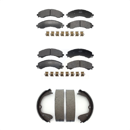 Front Rear Semi-Metallic Brake Pads & Parking Shoe Kit For GMC Savana 3500 Chevrolet 4500 KFN-100937