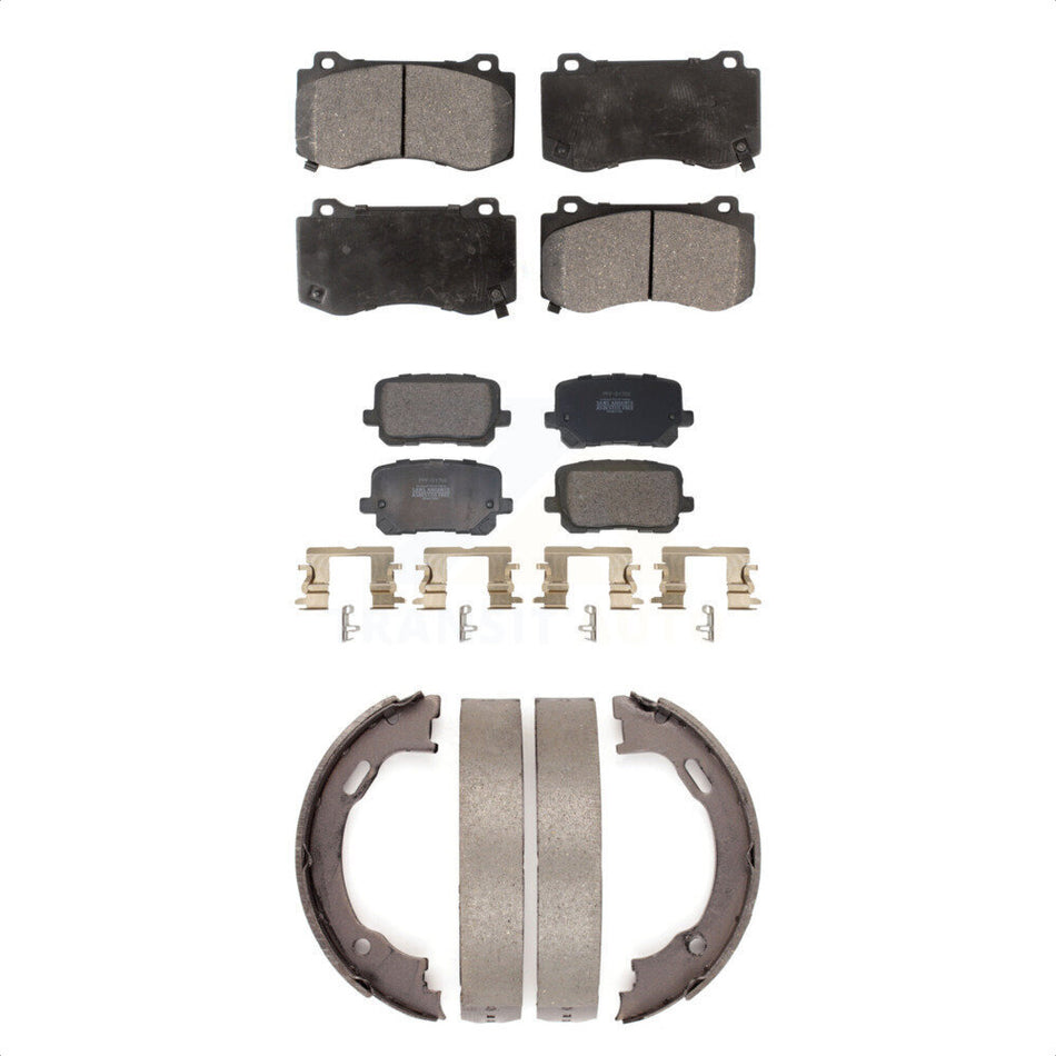 Front Rear Semi-Metallic Brake Pads And Parking Shoes Kit For Dodge Charger KFN-100939
