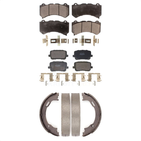 Front Rear Semi-Metallic Brake Pads And Parking Shoes Kit For Dodge Charger KFN-100940