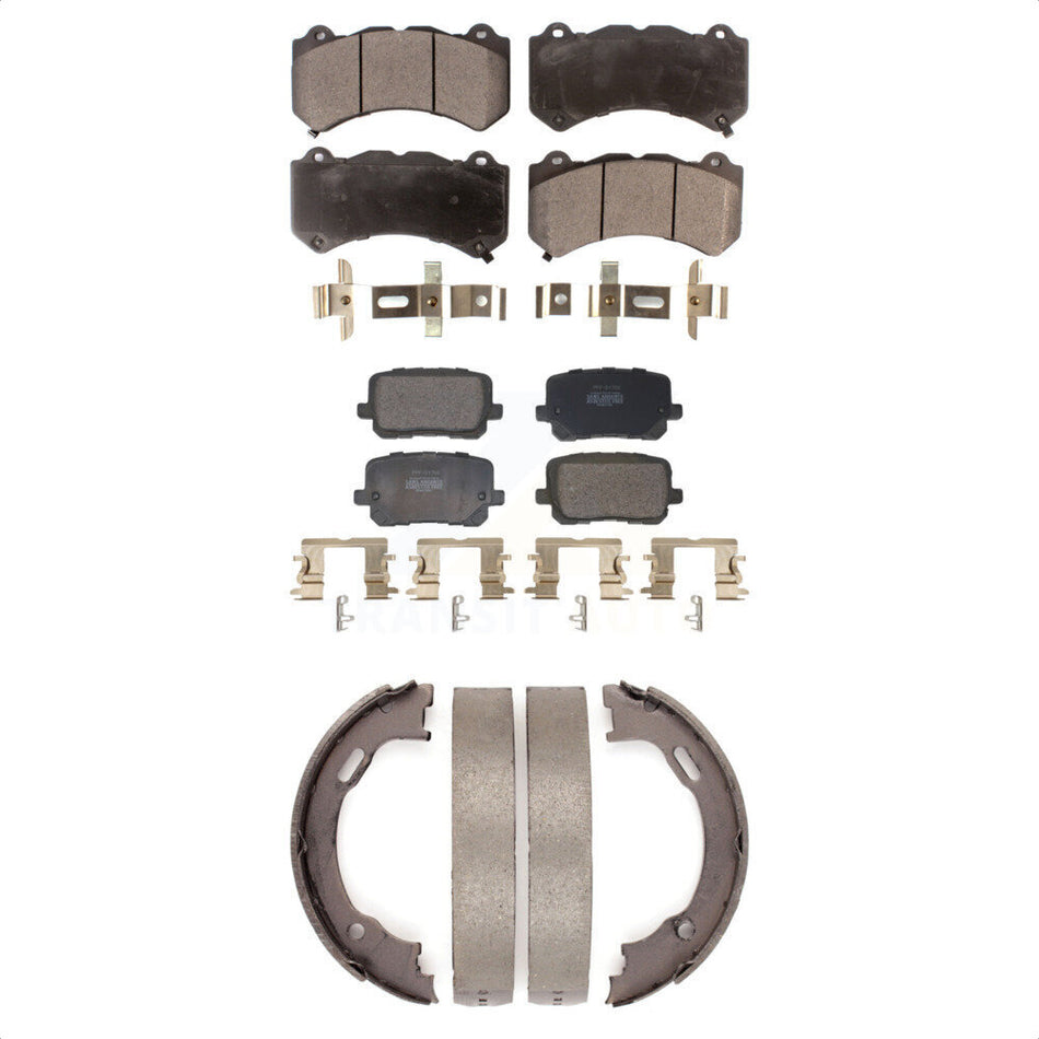 Front Rear Semi-Metallic Brake Pads And Parking Shoes Kit For Dodge Charger KFN-100940