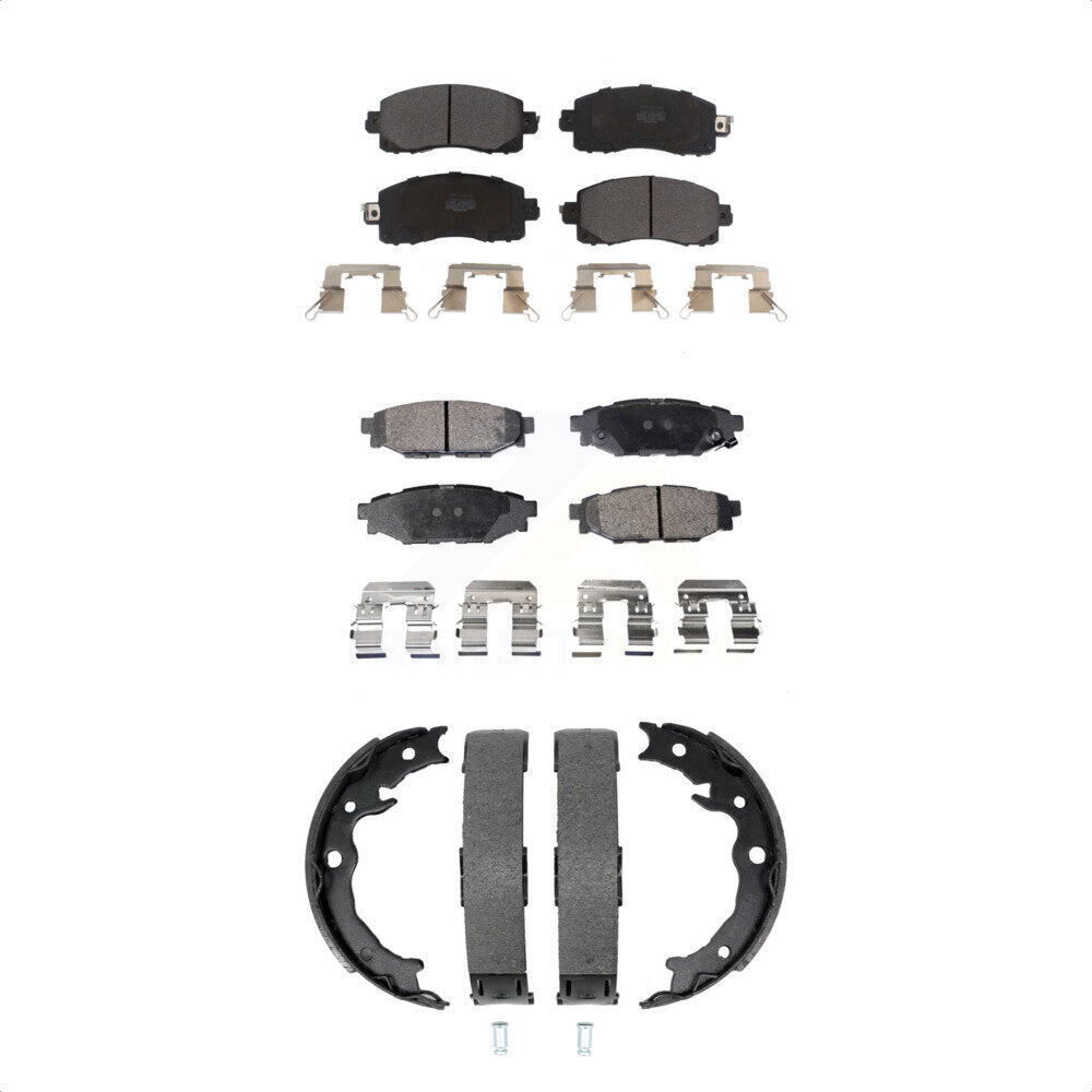 Front Rear Semi-Metallic Brake Pads And Parking Shoes Kit For Subaru Crosstrek Impreza KFN-100943