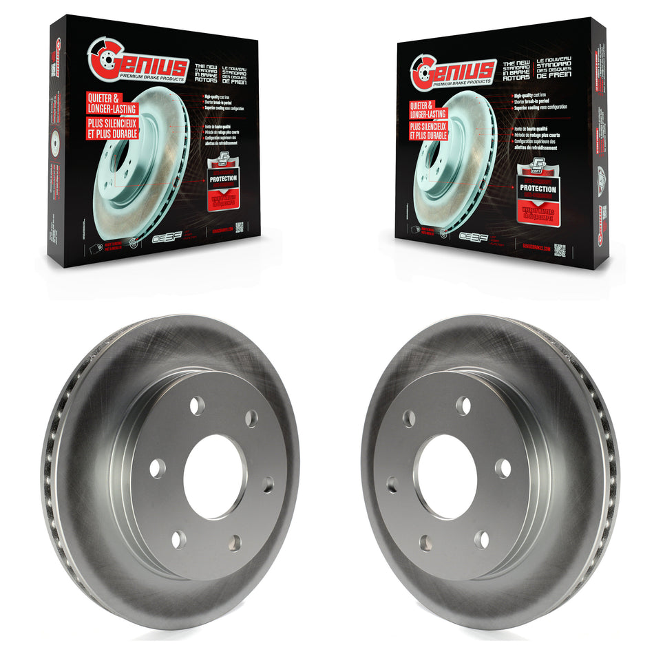 Front Coated Disc Brake Rotors Pair For Chevrolet Silverado 1500 GMC Sierra Tahoe Suburban Yukon Avalanche XL Cadillac Classic Escalade Express 2500 Astro ESV EXT Savana Safari KG-100017