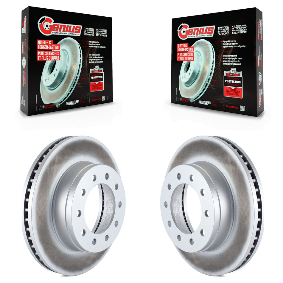 Front Coated Disc Brake Rotors Pair For Ford F-350 Super Duty F-250 F-450 F-550 International CF500 CF600 KG-100084