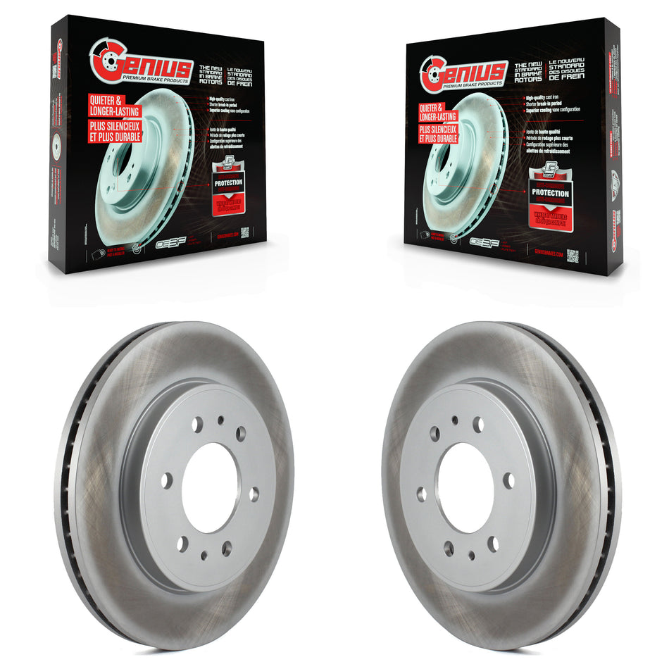 Front Coated Disc Brake Rotors Pair For 2009 Ford F-150 With 6 Lug Wheels KG-100096