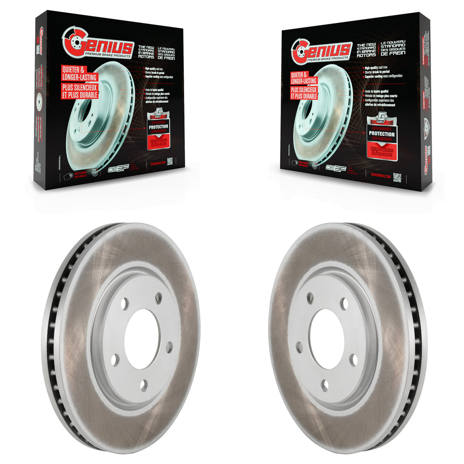 Front Coated Disc Brake Rotors Pair For Dodge Grand Caravan Chrysler Town & Country Voyager KG-100122