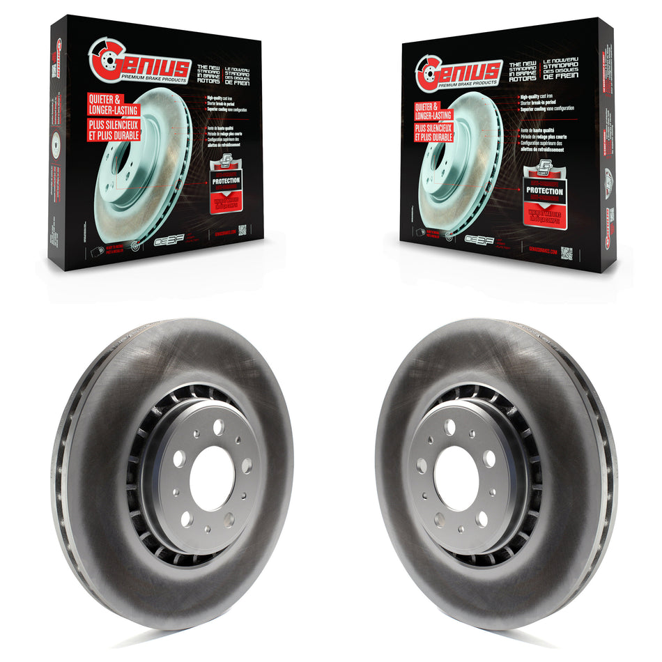 Front Coated Disc Brake Rotors Pair For 2003-2014 Volvo XC90 With 336mm Diameter Rotor KG-100245
