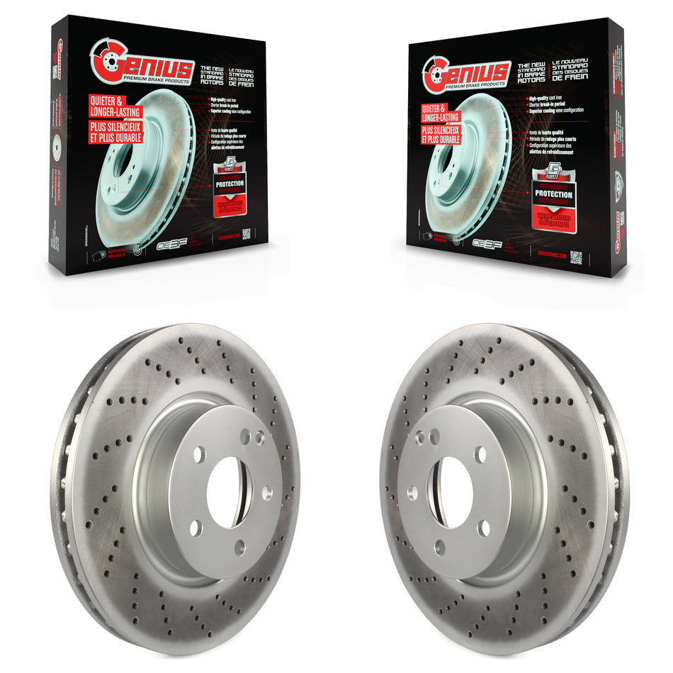 Front Coated Disc Brake Rotors Pair For Mercedes-Benz E350 C300 C350 E400 SLC300 E250 KG-100321