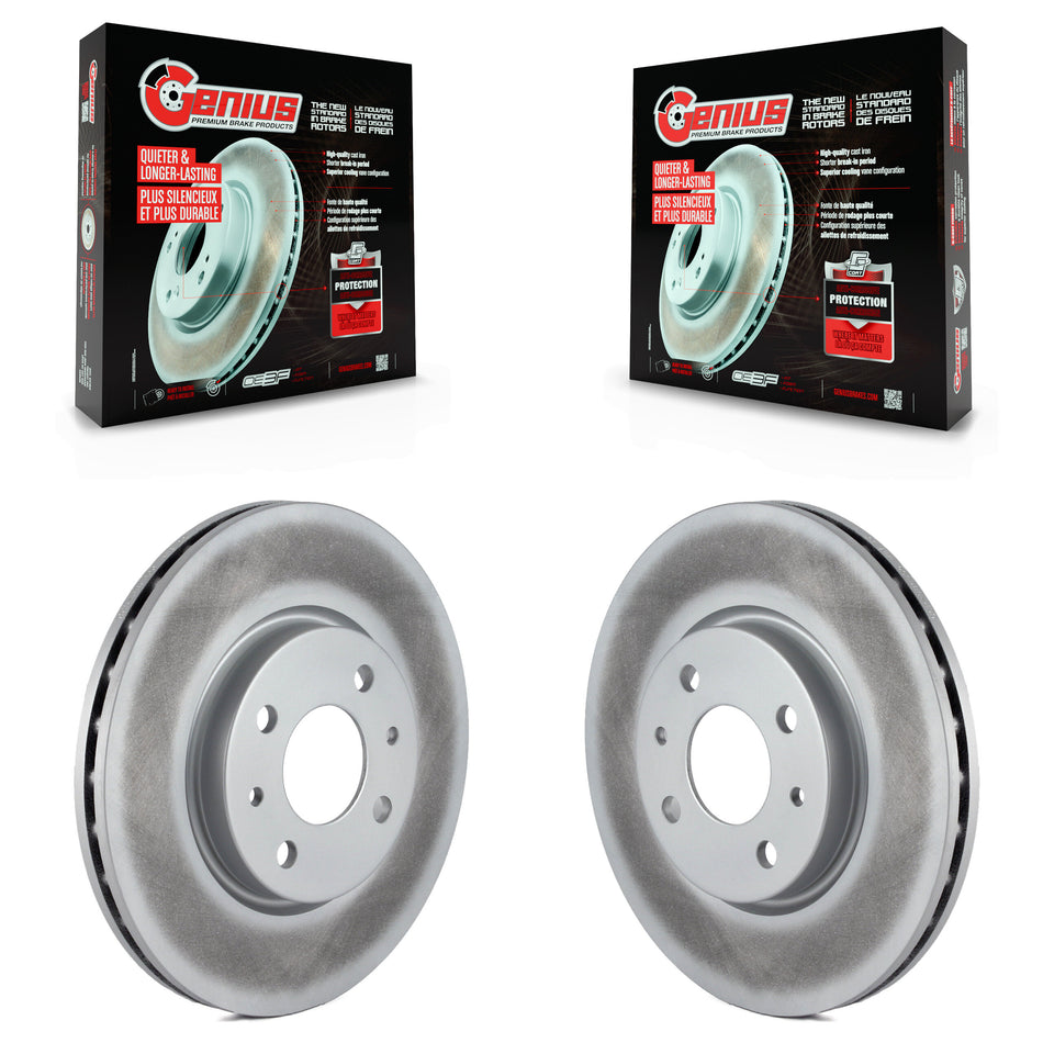 Front Coated Disc Brake Rotors Pair For 2012-2017 Fiat 500 Naturally Aspirated KG-100337