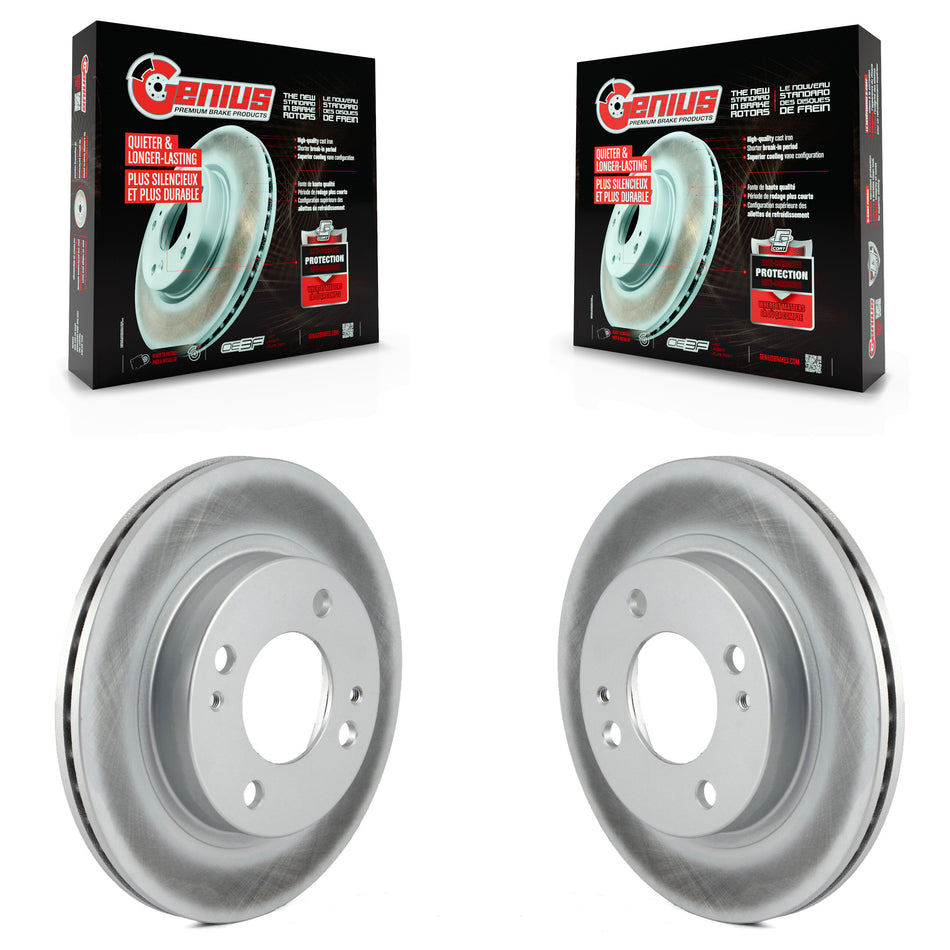 Front Coated Disc Brake Rotors Pair For 2014-2015 Mitsubishi Mirage KG-100356