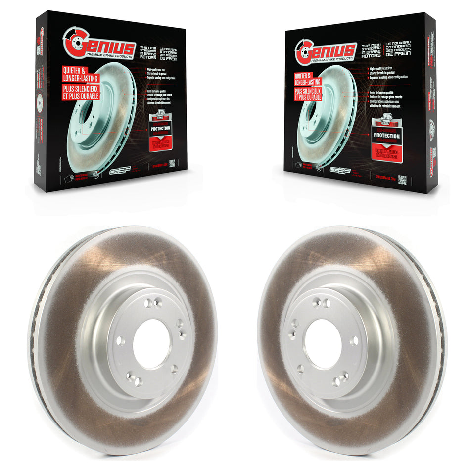 Front Coated Disc Brake Rotors Pair For Hyundai Genesis KG-101323