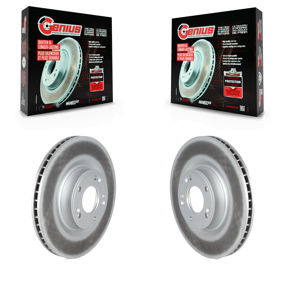 Front Coated Disc Brake Rotors Pair For 2009-2011 Hyundai Genesis 3.8L KG-101515