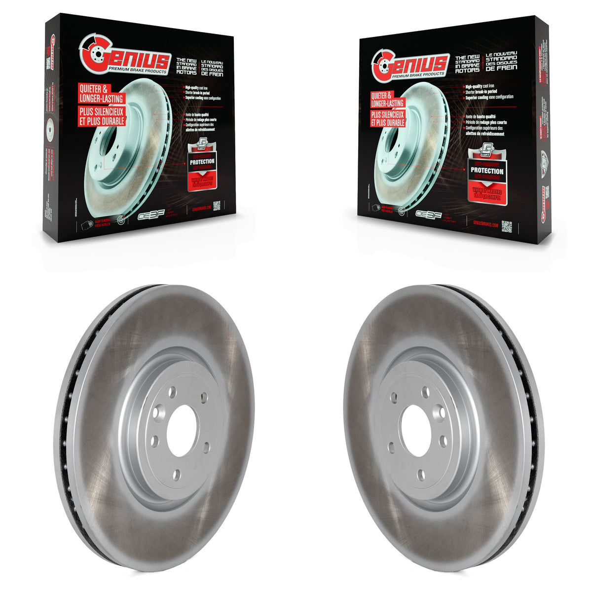 Front Coated Disc Brake Rotors Pair For Jaguar XE XF KG-101597