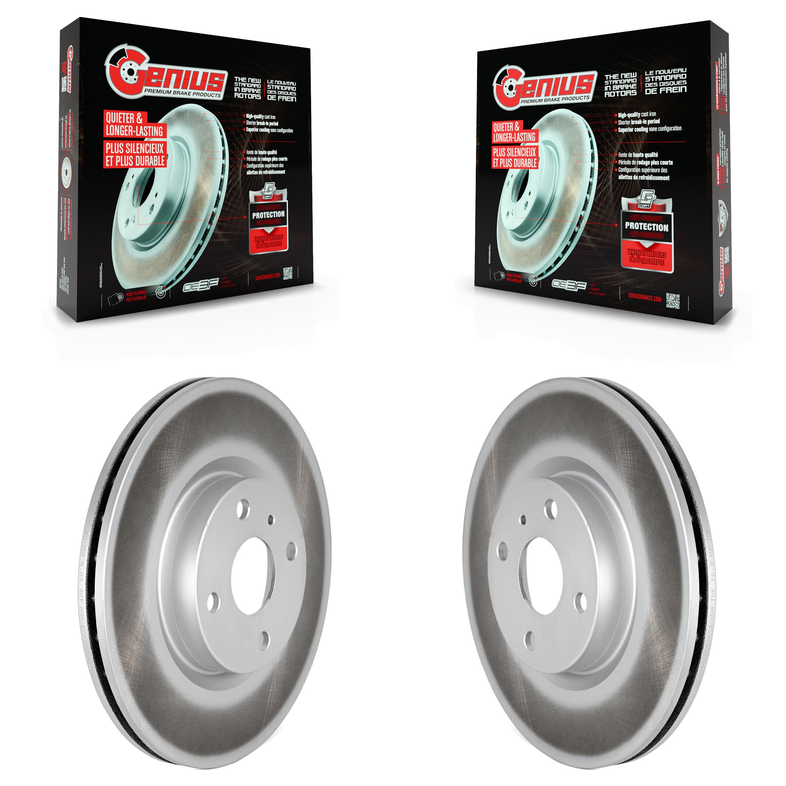 Front Coated Disc Brake Rotors Pair For 2016-2024 Mazda MX-5 Miata With Brembo Brakes KG-101601