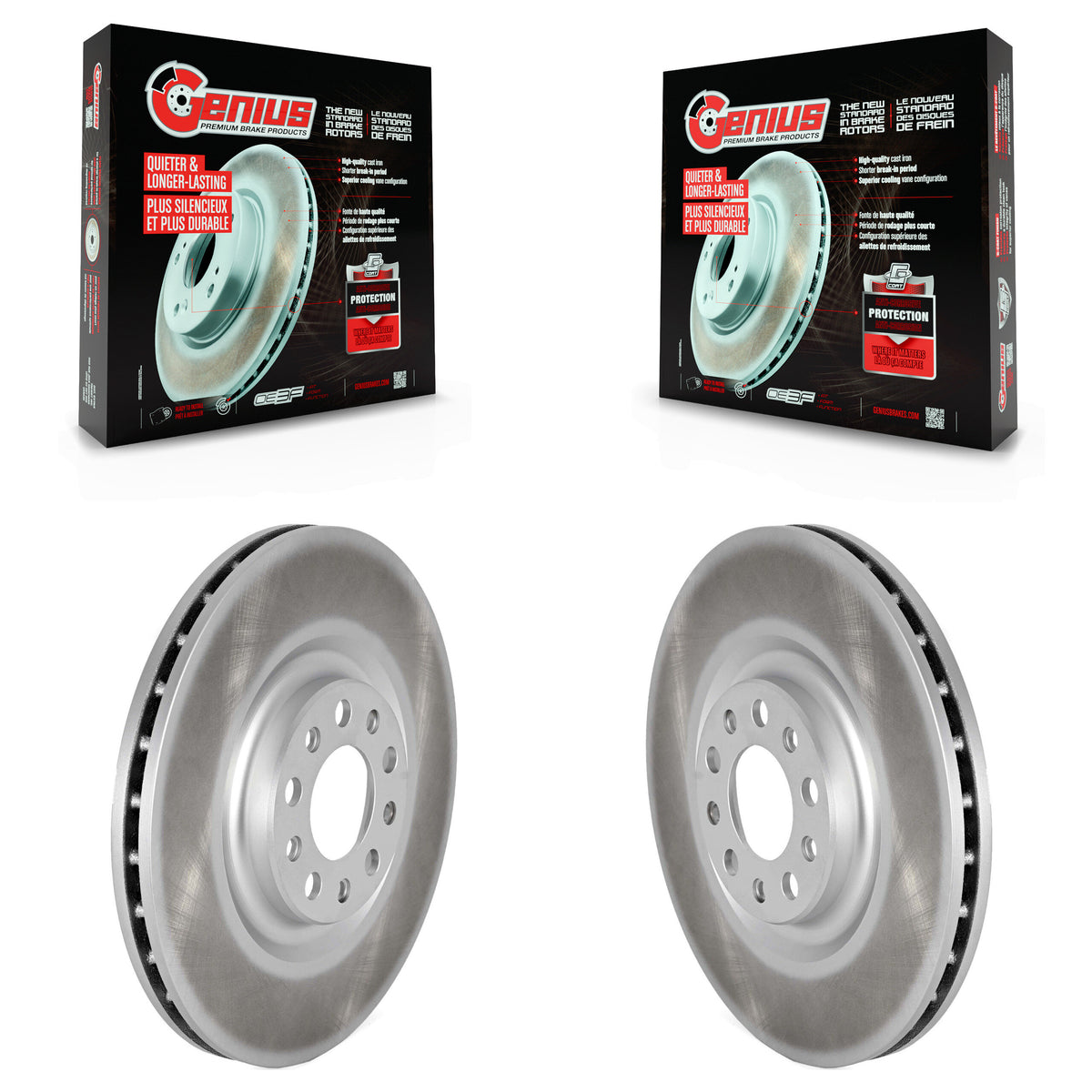 Front Coated Disc Brake Rotors Pair For Alfa Romeo Stelvio Giulia KG-101606