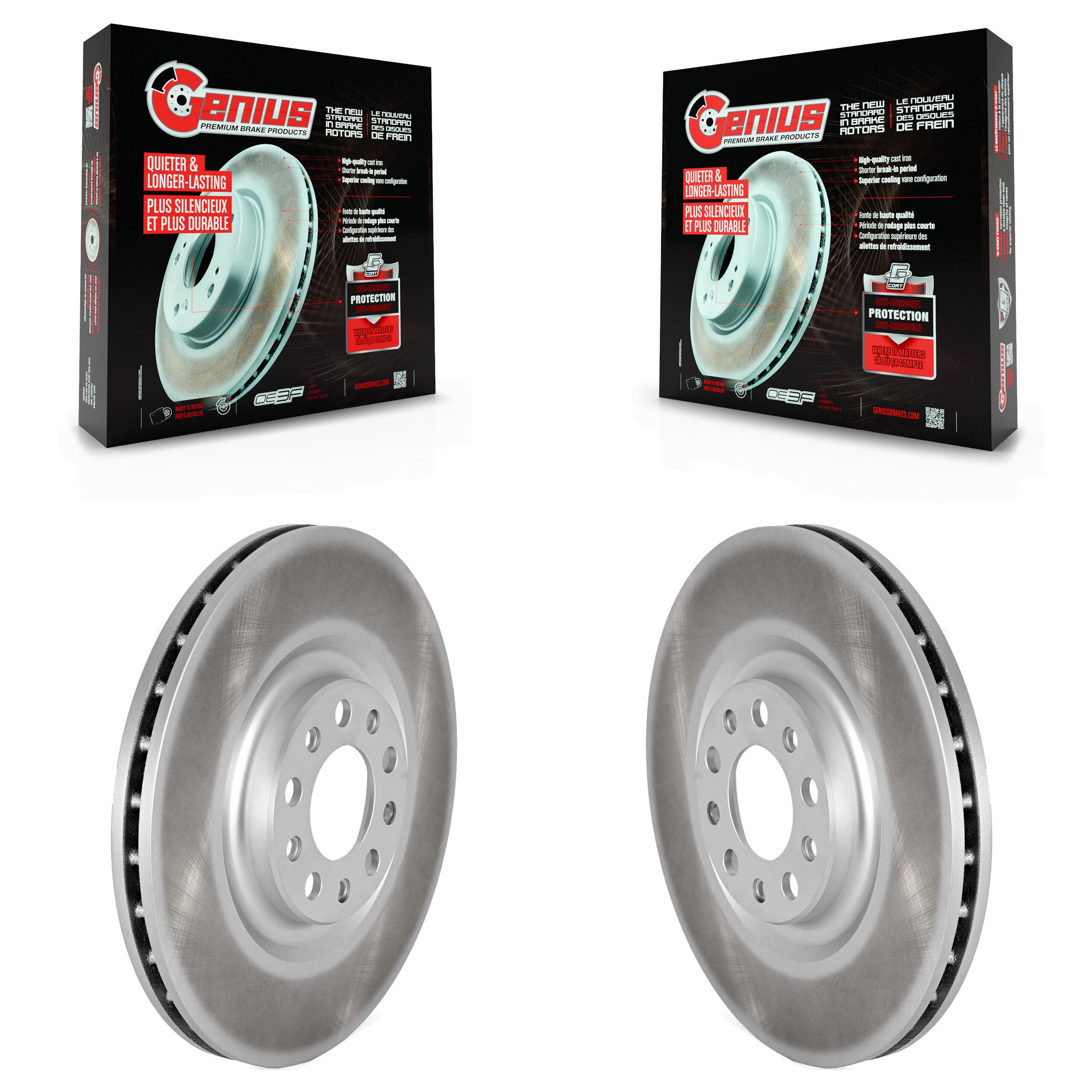 Front Coated Disc Brake Rotors Pair For Alfa Romeo Stelvio Giulia KG-101606