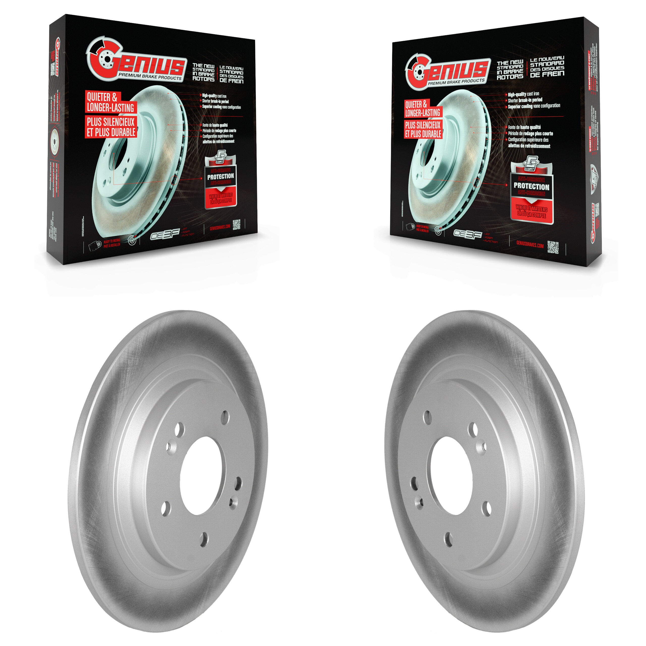 Rear Coated Disc Brake Rotors Pair For Hyundai Kona Kia Seltos KG-101641