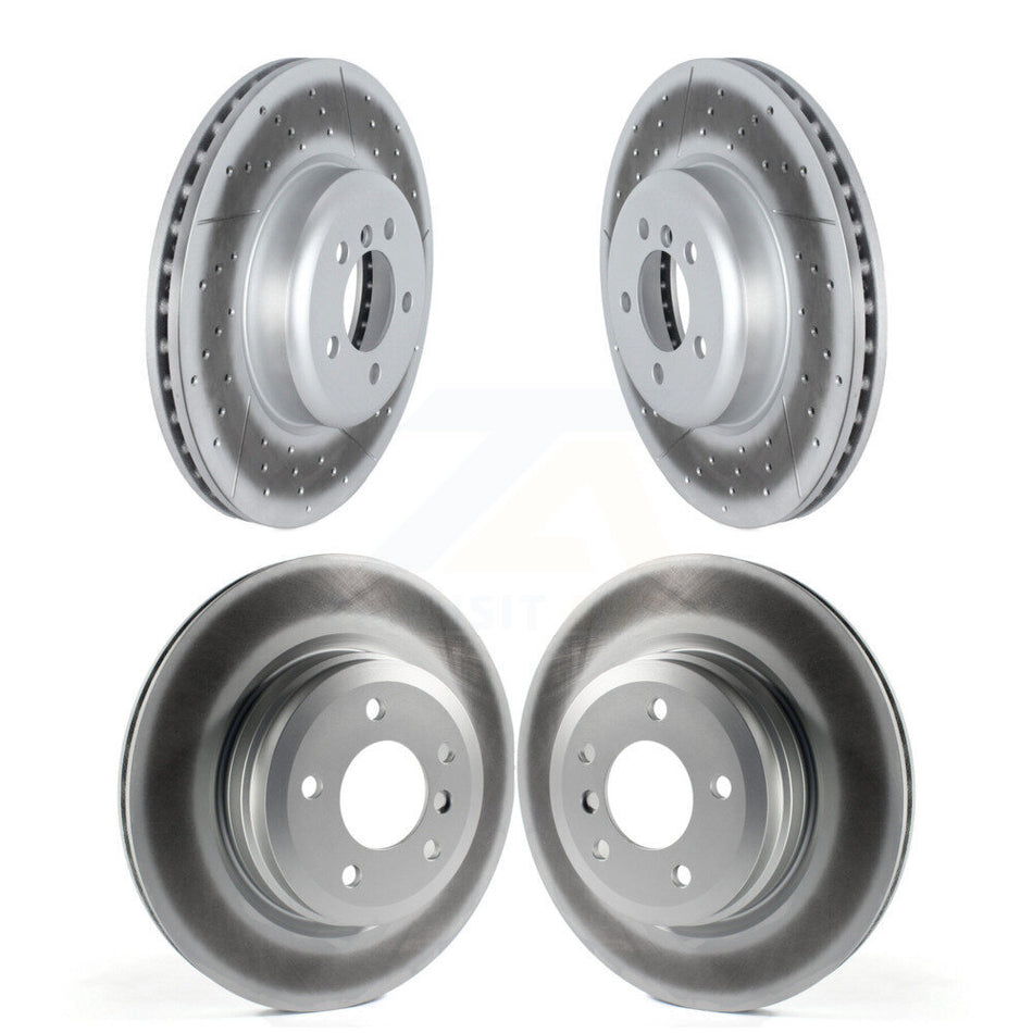 Front Rear Coated Disc Brake Rotors Kit For 2012-2013 BMW 335i Convertible Coupe With Blue Painted Calipers KG-101674