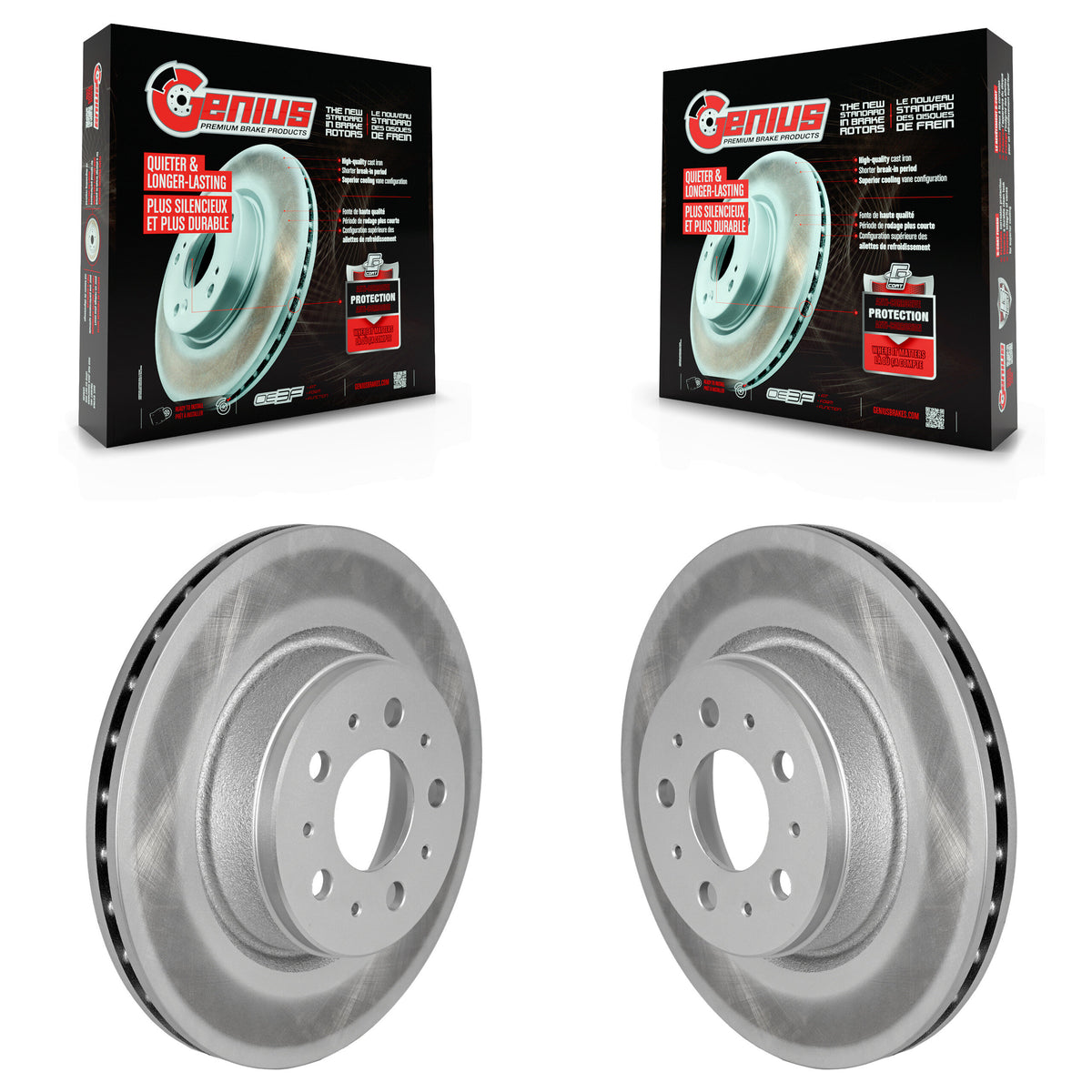 Front Coated Disc Brake Rotors Pair For 2017-2022 Tesla 3 With Gray Painted Calipers KG-101721