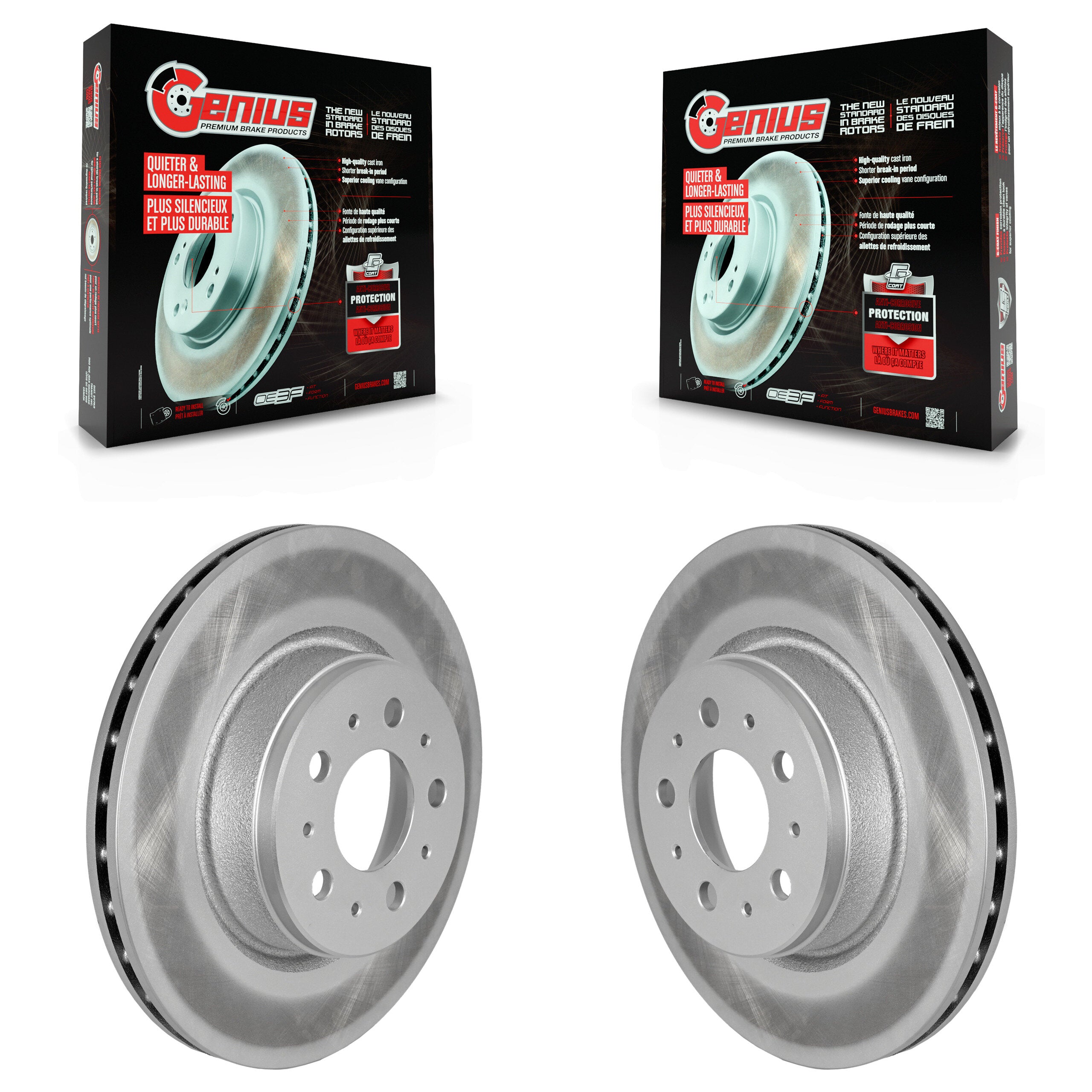 Front Coated Disc Brake Rotors Pair For 2017-2022 Tesla 3 With Gray Painted Calipers KG-101721