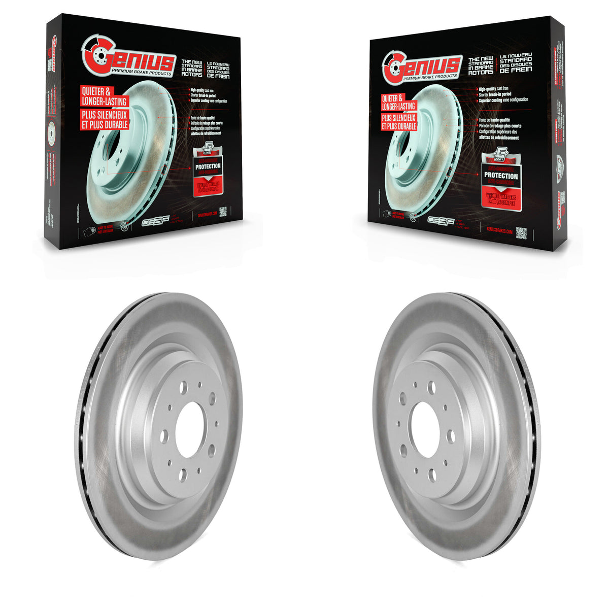Rear Coated Disc Brake Rotors Pair For 2017-2022 Tesla 3 With Gray Painted Calipers KG-101730