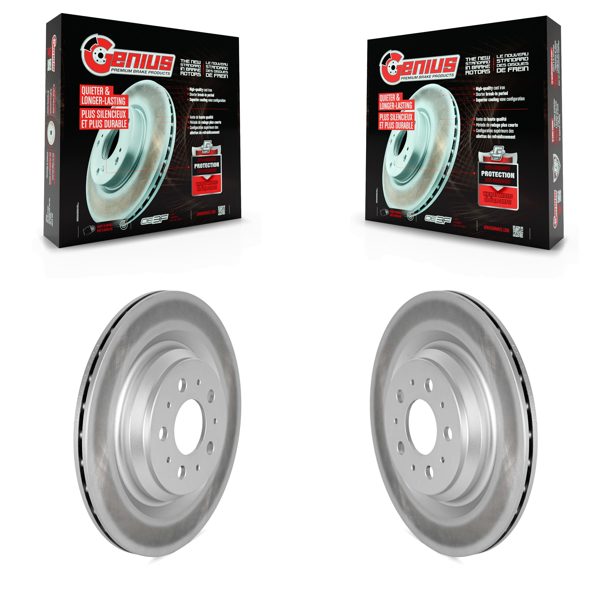 Rear Coated Disc Brake Rotors Pair For 2017-2022 Tesla 3 With Gray Painted Calipers KG-101730