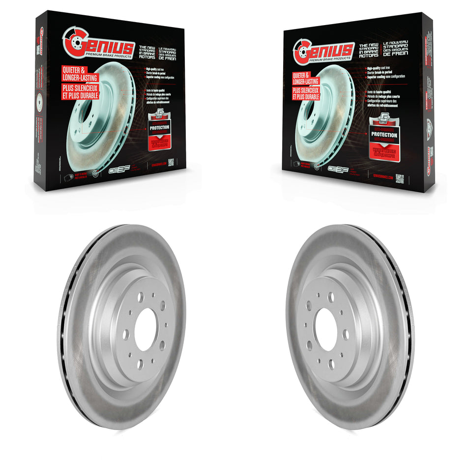 Rear Coated Disc Brake Rotors Pair For 2017-2022 Tesla 3 With Gray Painted Calipers KG-101730