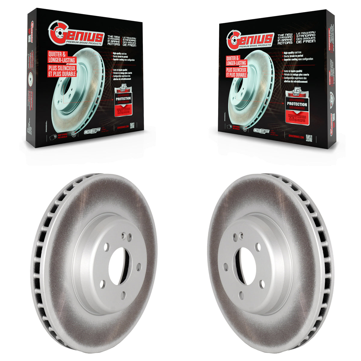 Front Coated Disc Brake Rotors Pair For Mercedes-Benz C300 E300 Without Sport Package KG-101792