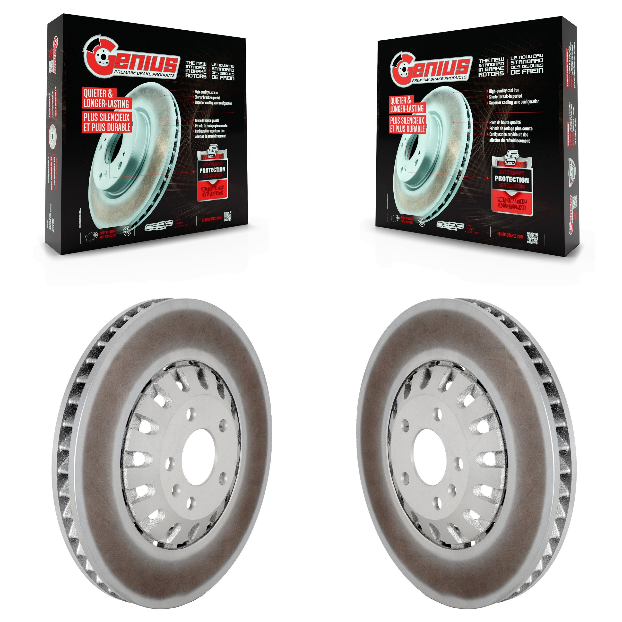 Front Coated Disc Brake Rotors Pair For Audi Q7 Q8 e-tron Quattro A6 A7 Sportback A8 KG-101793