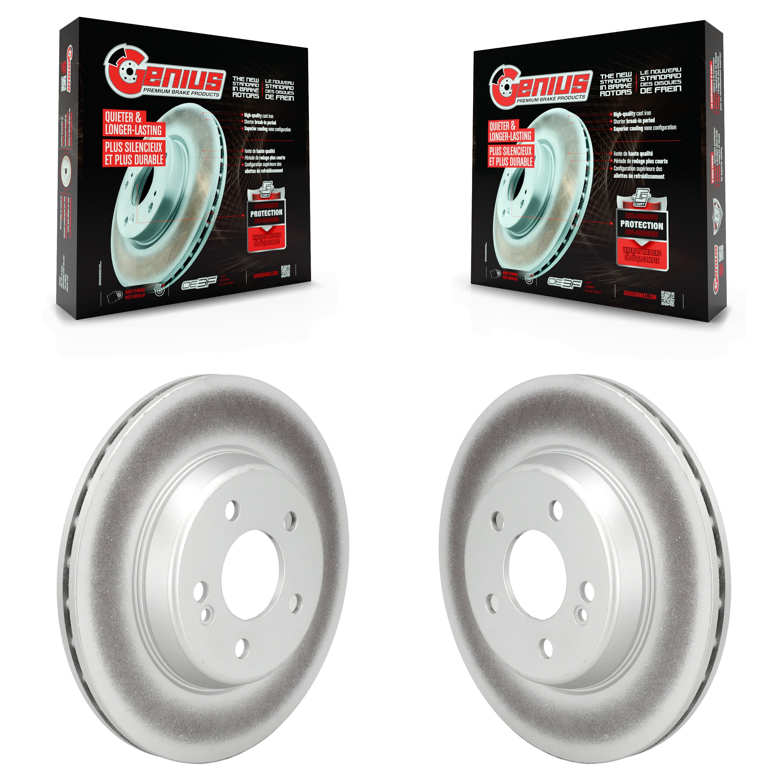 Rear Coated Disc Brake Rotors Pair For Mercedes-Benz C300 E300 C400 E350 C350e KG-101799