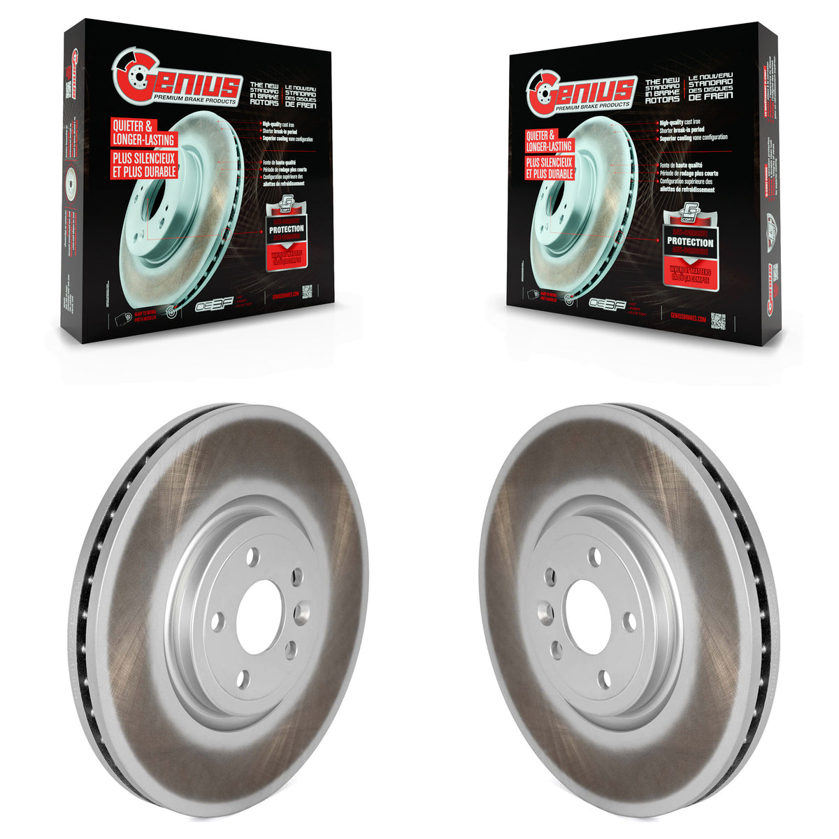 Front Coated Disc Brake Rotors Pair For Jaguar F-Pace Land Rover Range Velar I-Pace KG-101810