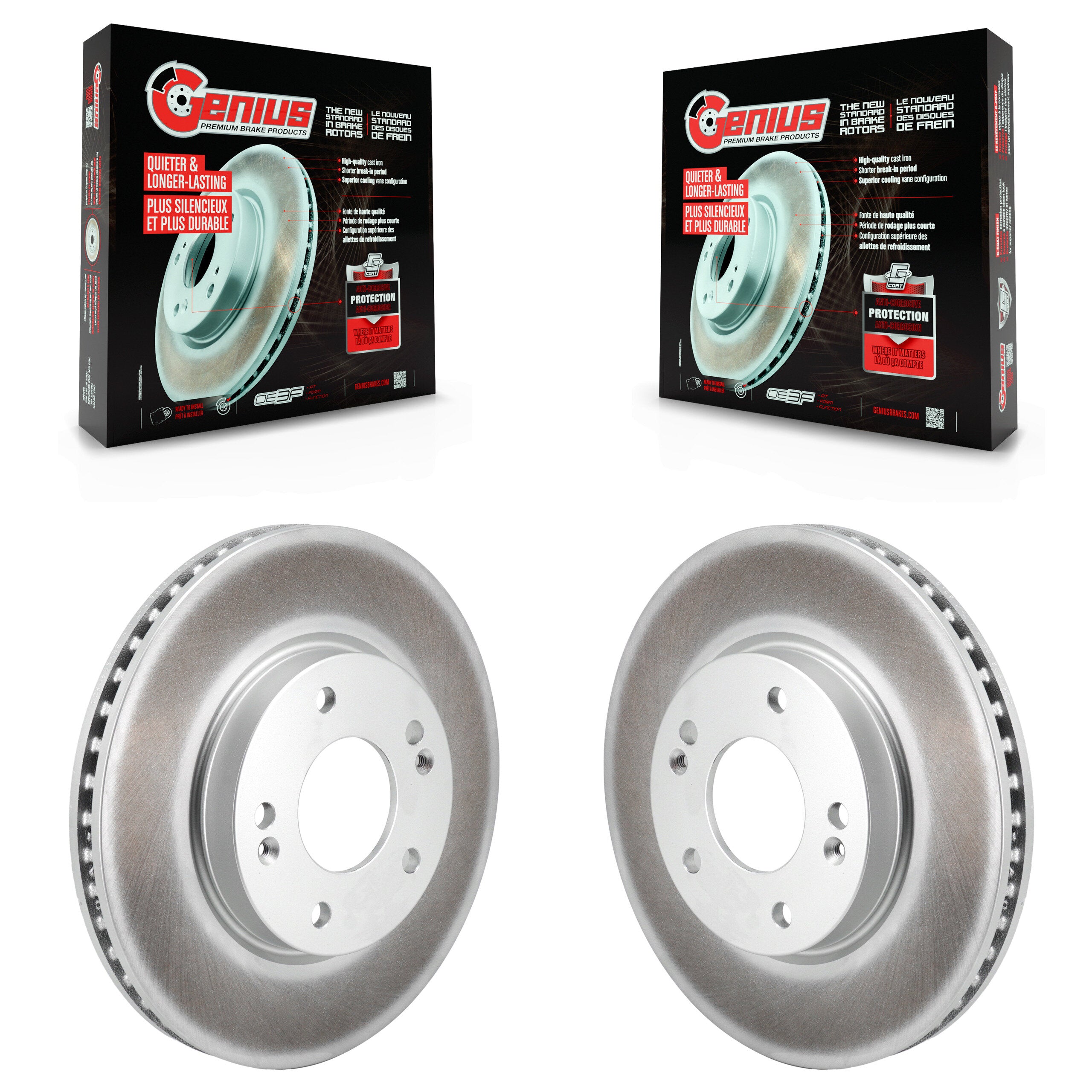 Front Coated Disc Brake Rotors Pair For Hyundai Elantra KG-101855