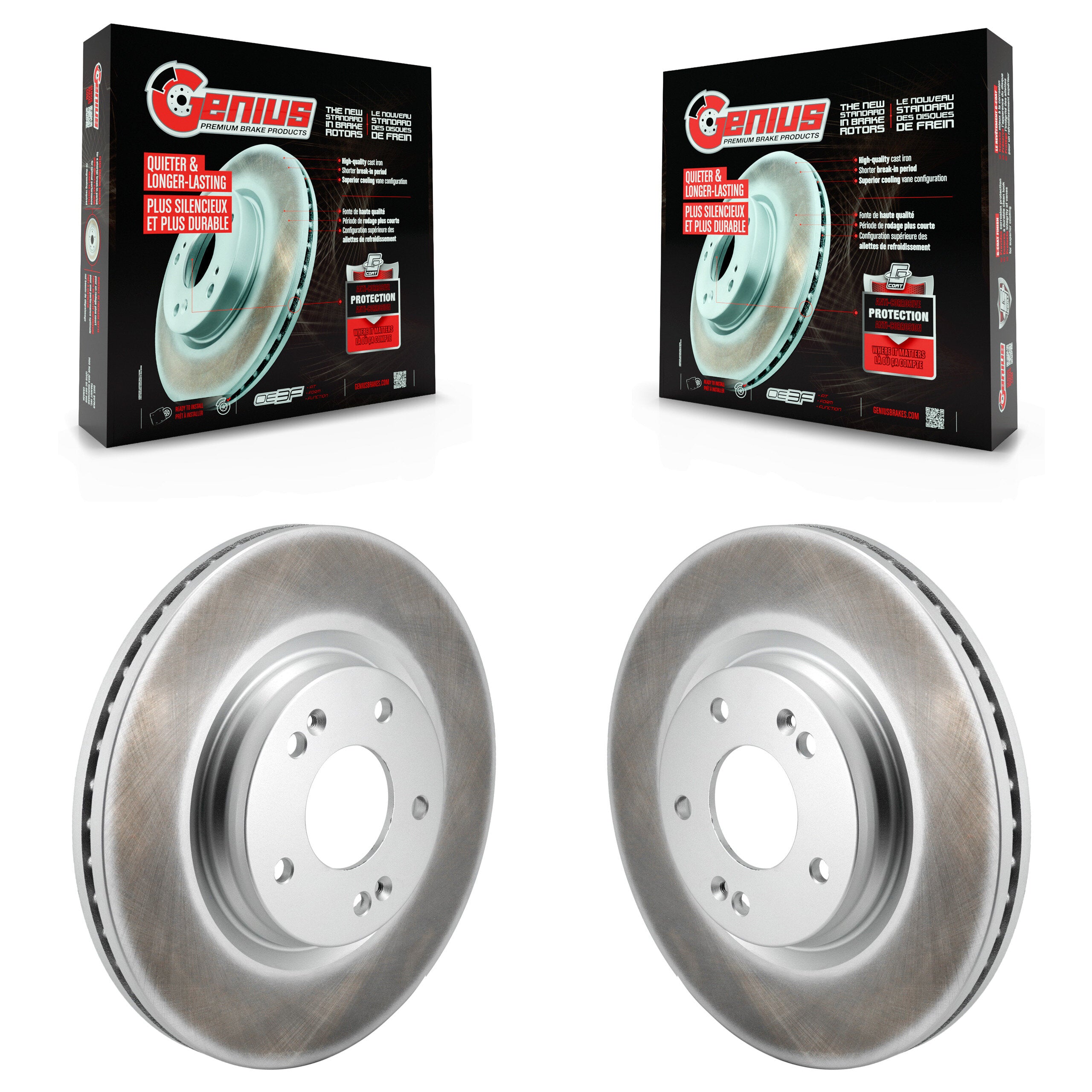 Front Coated Disc Brake Rotor Pair For Hyundai Elantra Kona Sonata Kia Niro EV K5 Electric KG-101856